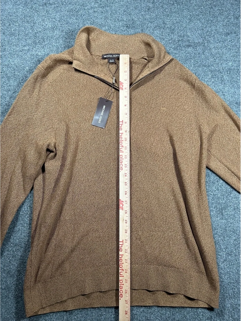 Michael Kors Men's Brown Quarter-Zip Sweater Size Large